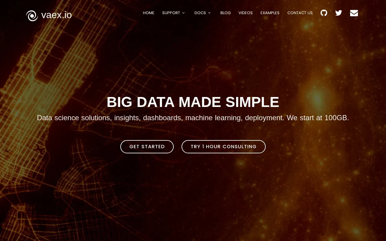 Vaex homepage screenshot