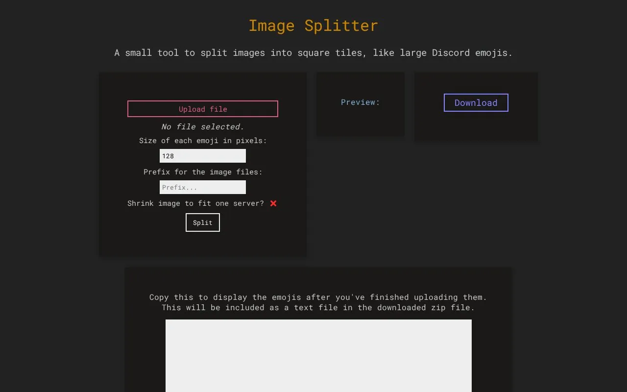 image-splitter homepage screenshot