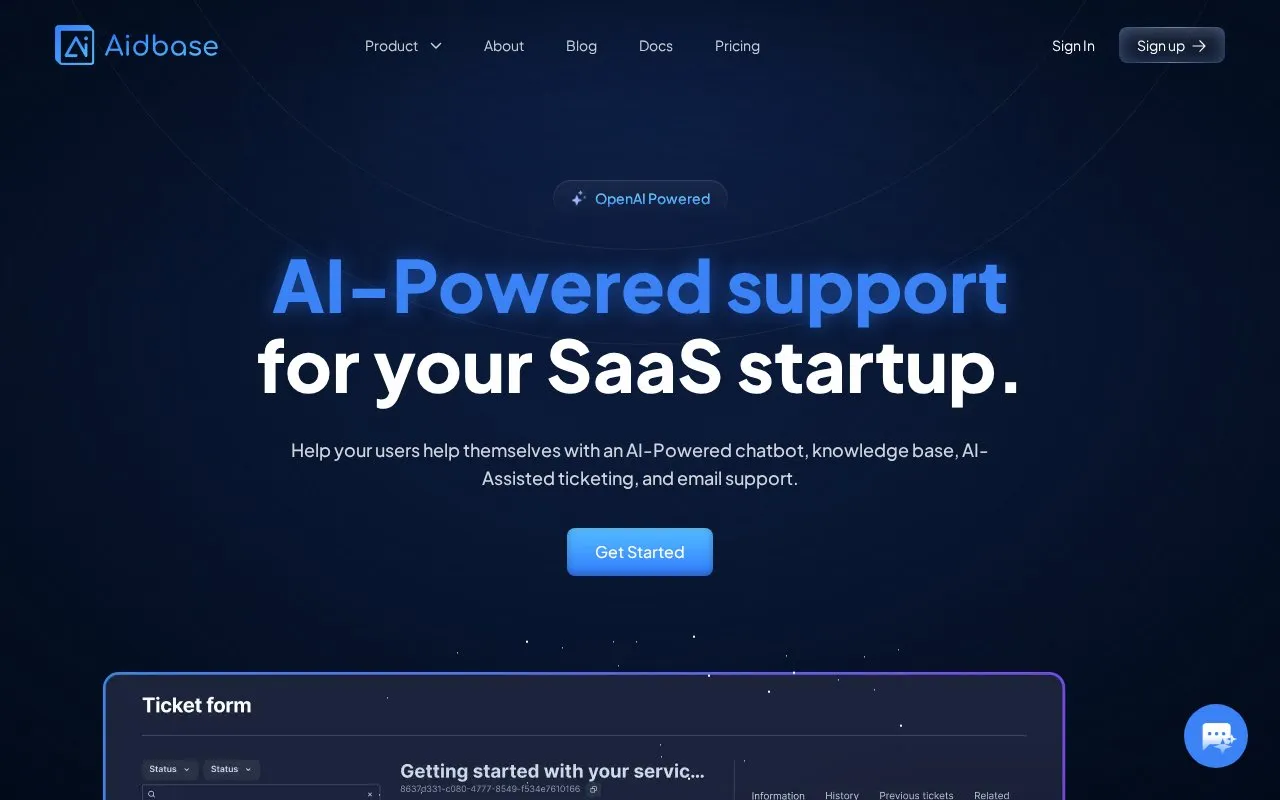Aidbase homepage screenshot