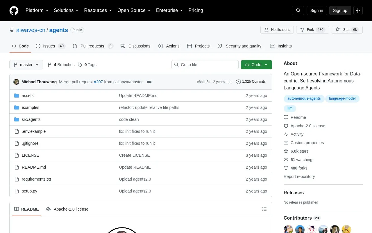 Agents homepage screenshot