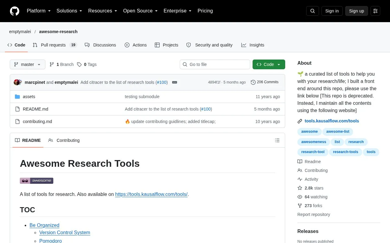 Awesome Research homepage screenshot