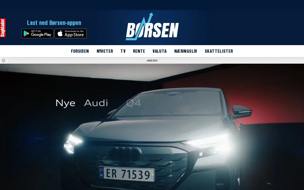 Børsen homepage screenshot