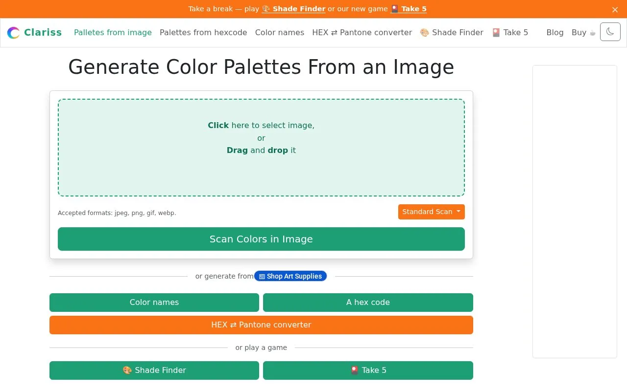 Clariss homepage screenshot