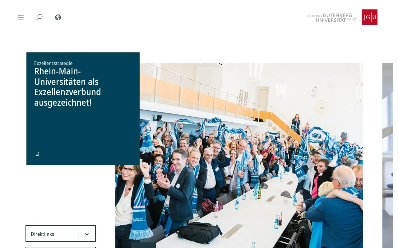 Johannes Gutenberg-Universitat Mainz homepage screenshot