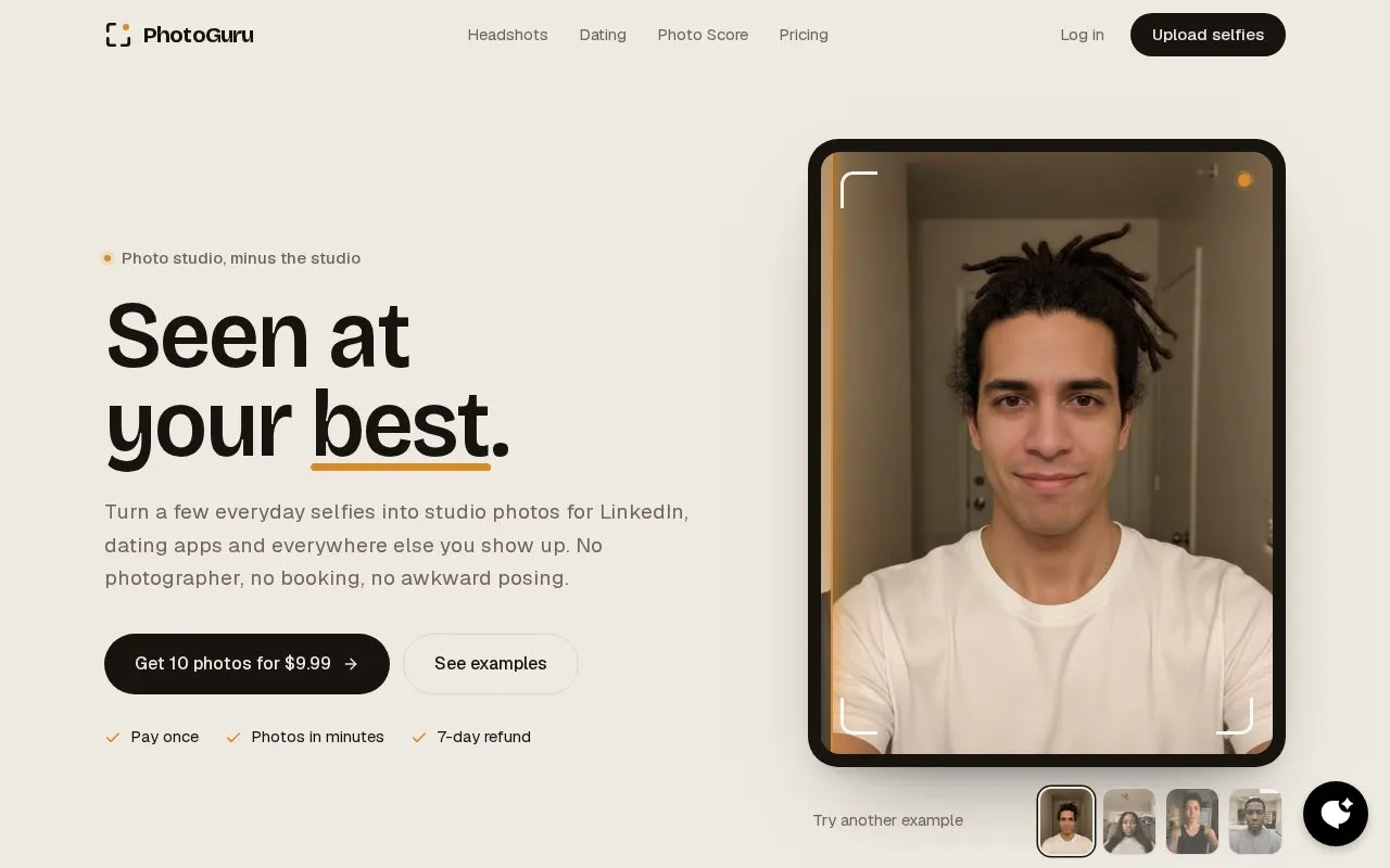 PhotoGuruAI homepage screenshot