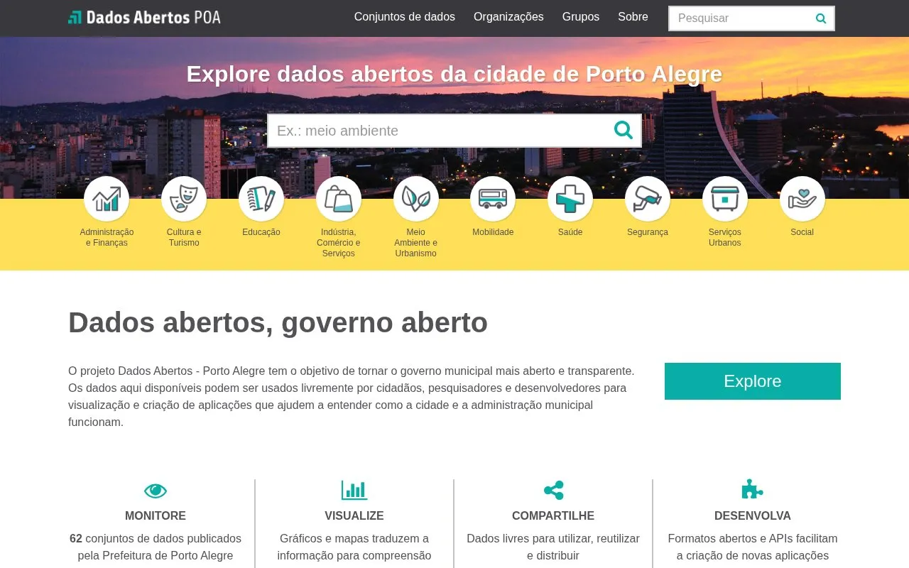 Dados Abertos POA homepage screenshot