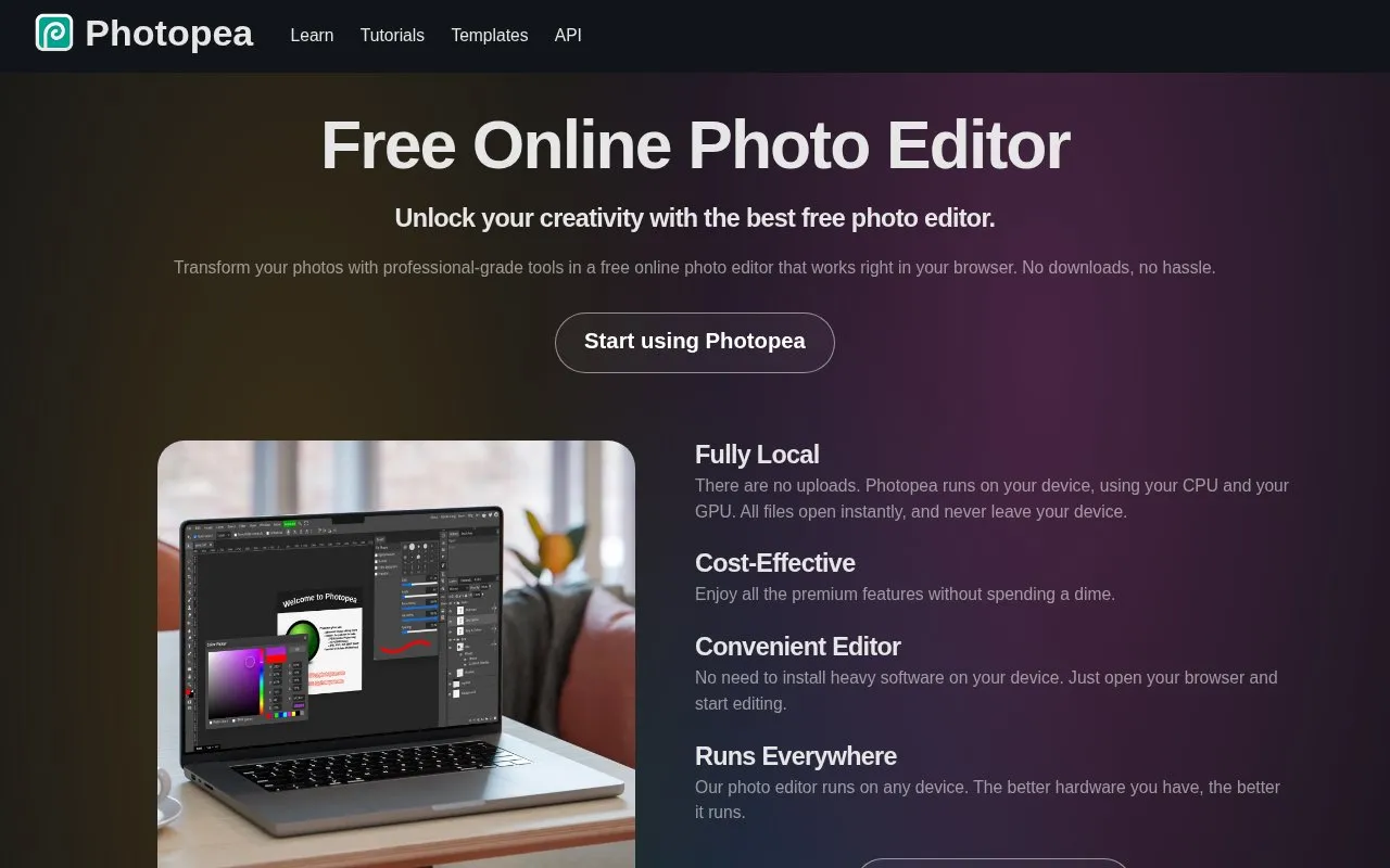 Photopea homepage screenshot