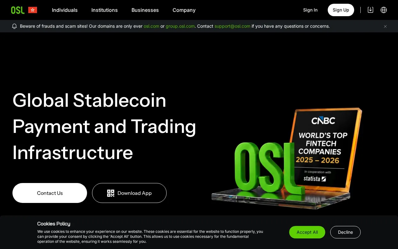OSL HK homepage screenshot