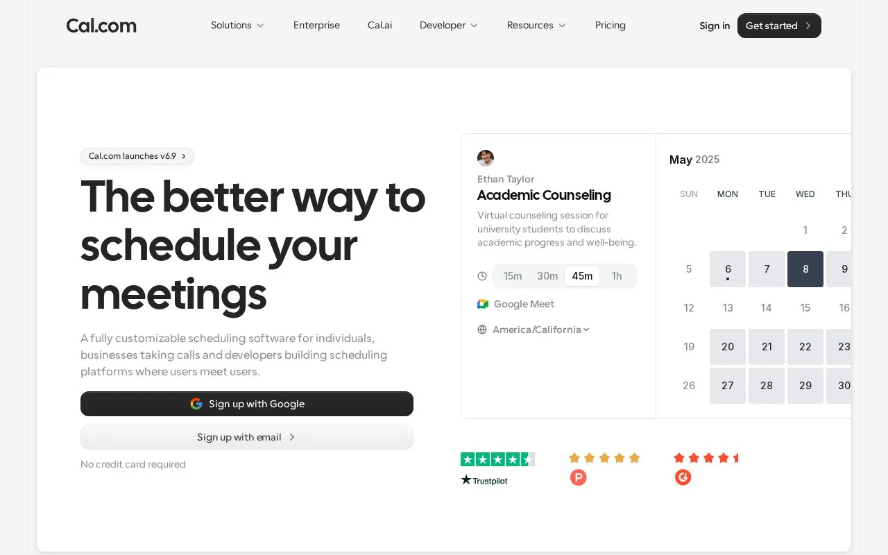 Cal.com homepage screenshot