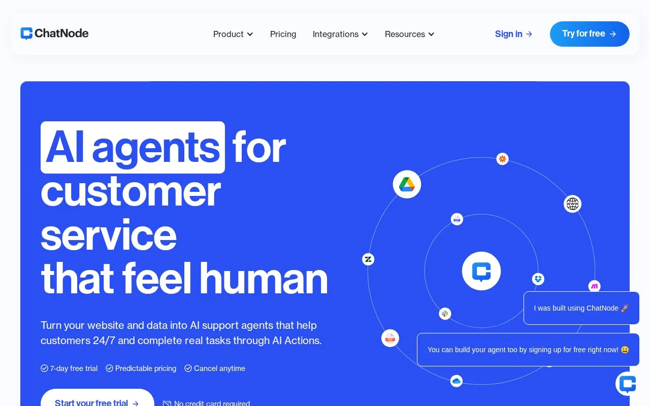 ChatNode homepage screenshot