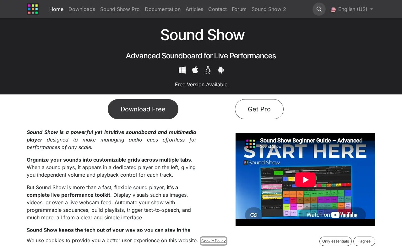 Sound Show homepage screenshot