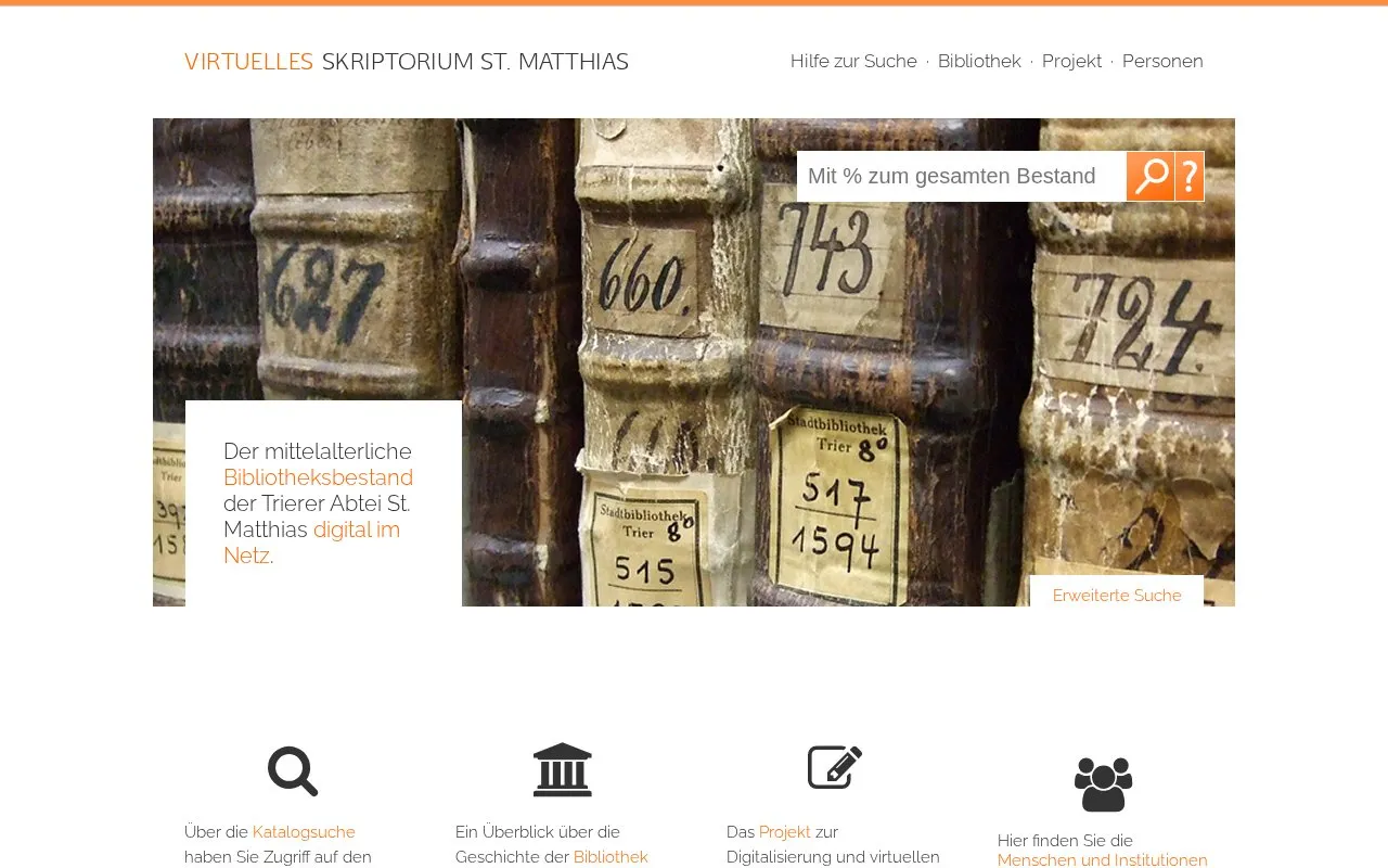 Virtuelles Skriptorium St. Matthias homepage screenshot