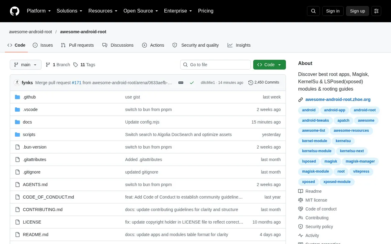 Awesome Android Root homepage screenshot