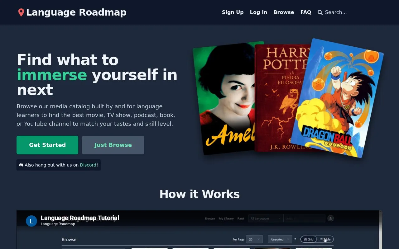 Language Roadmap homepage screenshot