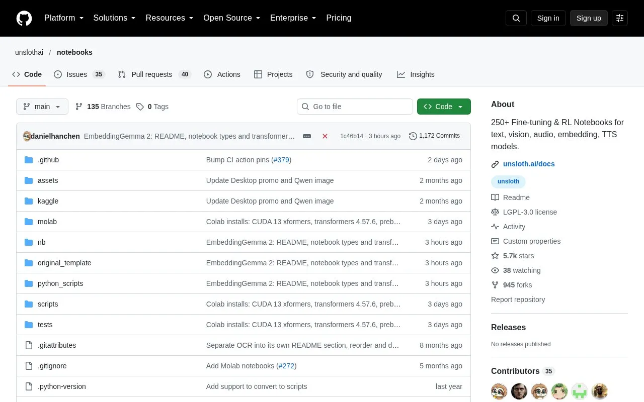 Notebooks homepage screenshot