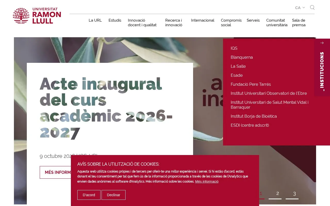 Universitat Ramon Llull homepage screenshot