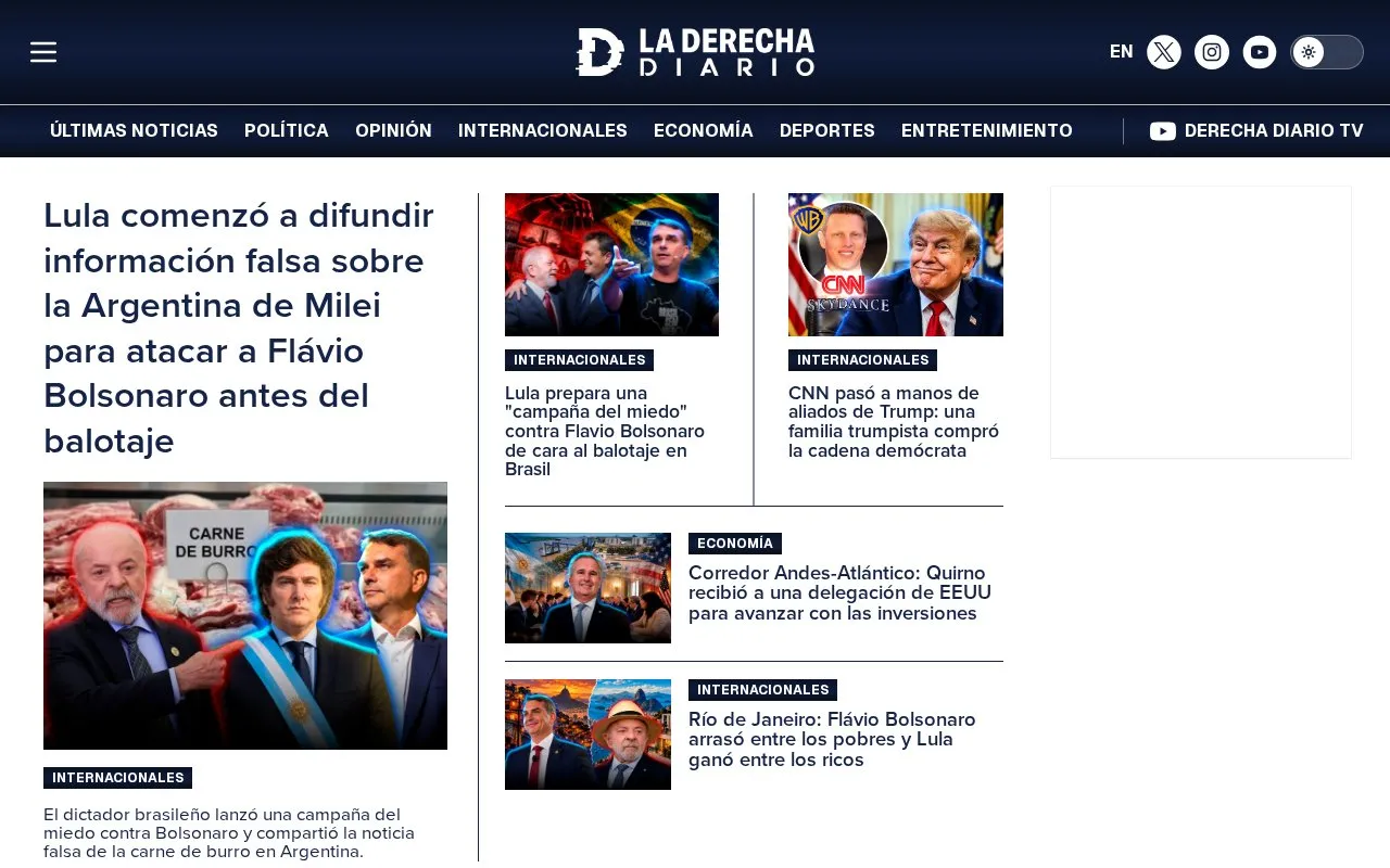 La Derecha Diario homepage screenshot