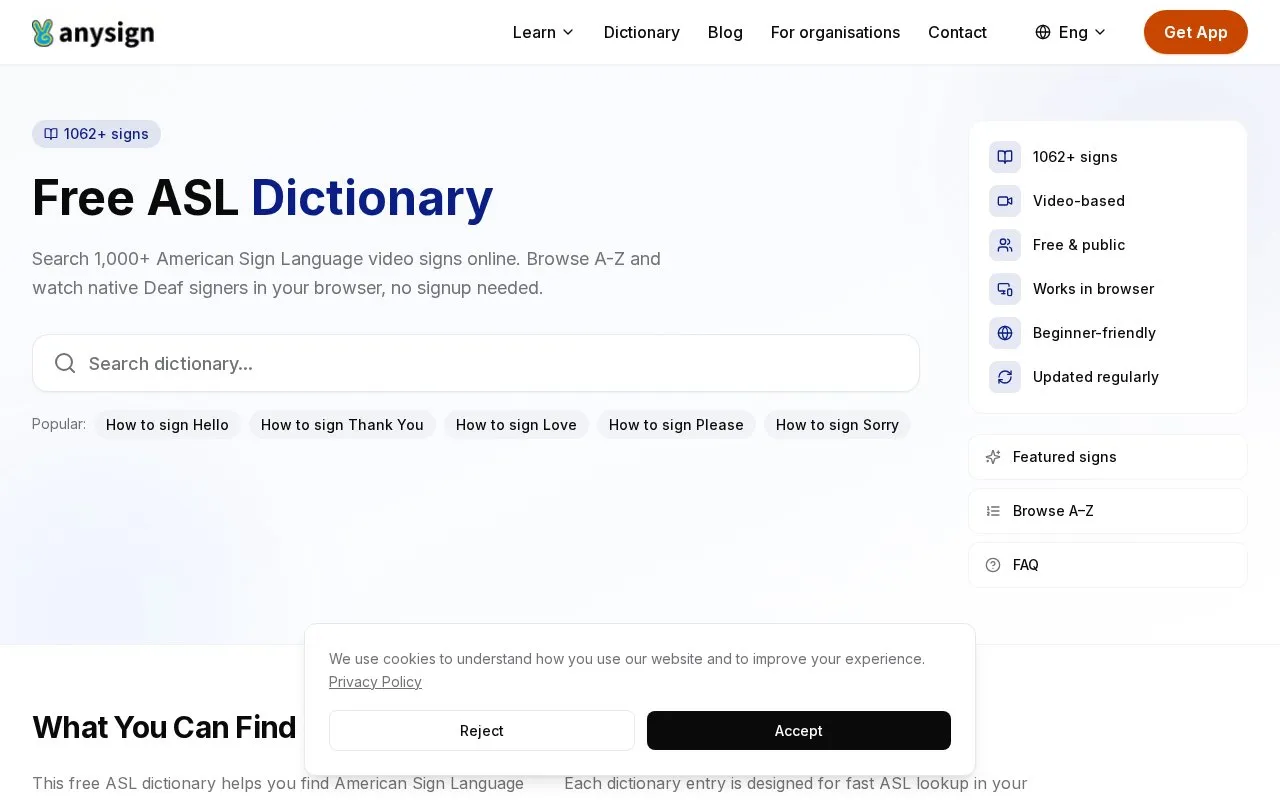 anysign homepage screenshot