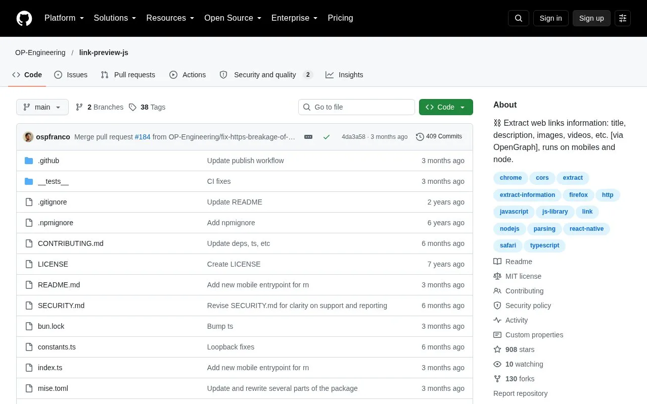 Link Preview JS homepage screenshot