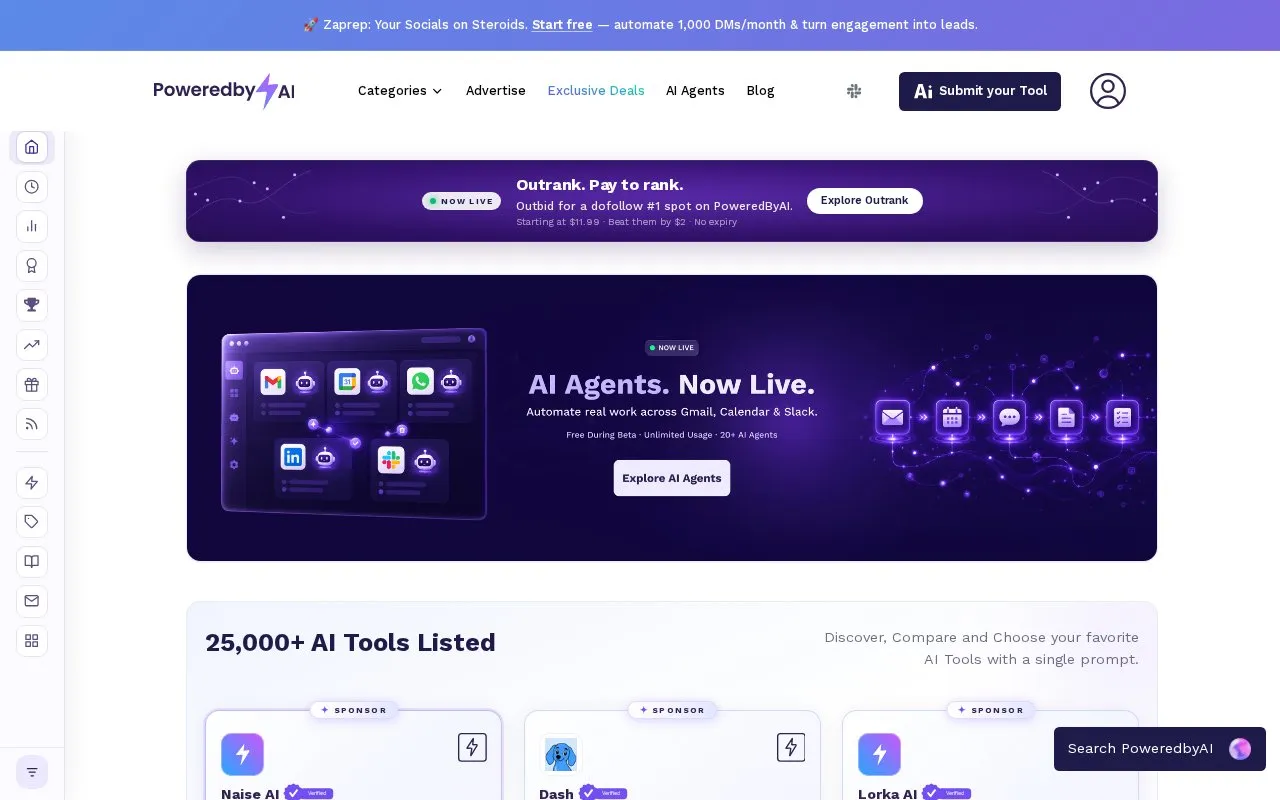 PoweredByAI homepage screenshot