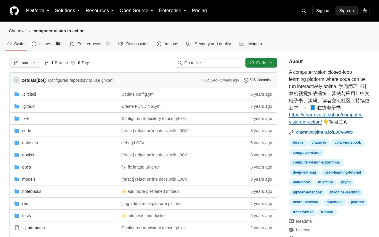 computer-vision-in-action homepage screenshot