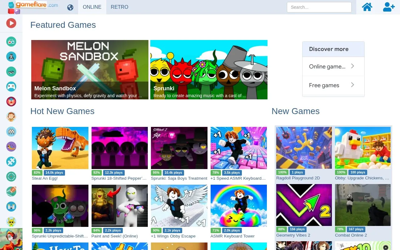 Gameflare homepage screenshot