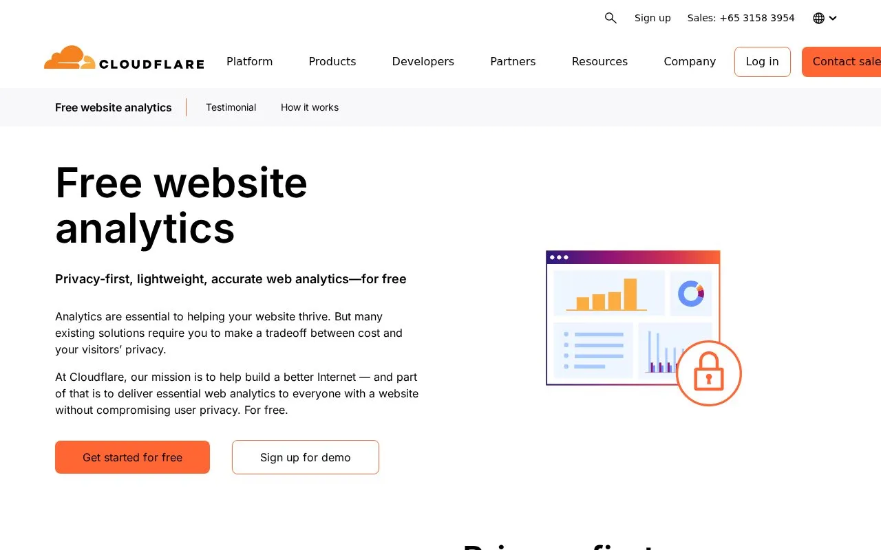 Cloudflare Web Analytics homepage screenshot