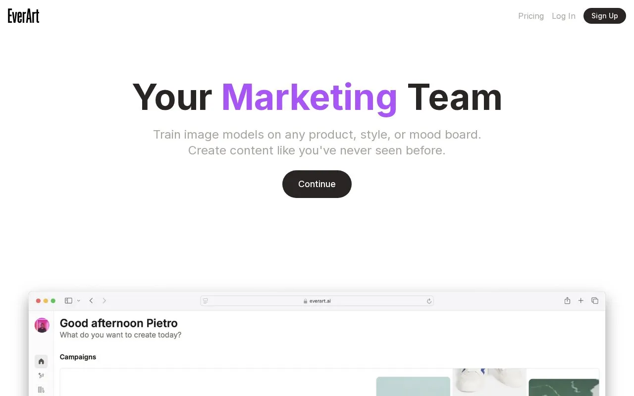 EverArt homepage screenshot