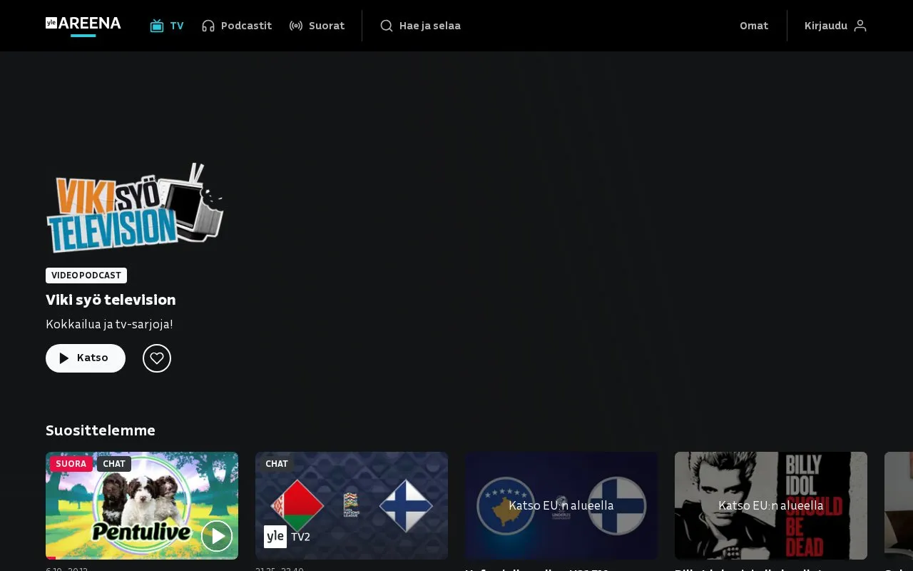 Areena homepage screenshot