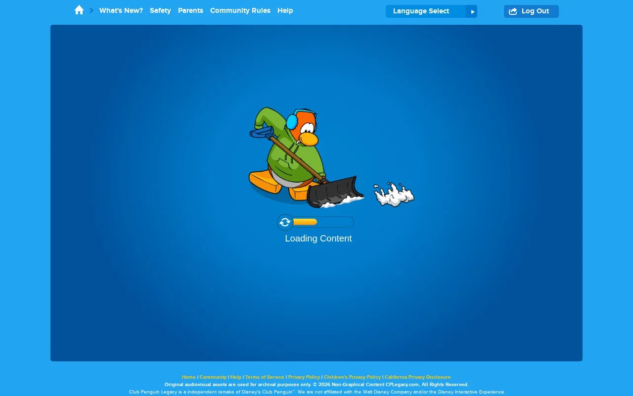 Club Penguin Legacy homepage screenshot
