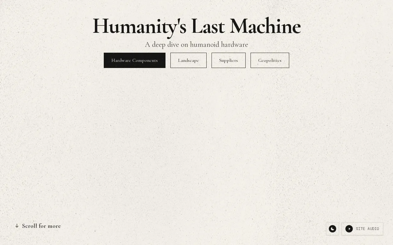 Humanity's Last Machine homepage screenshot