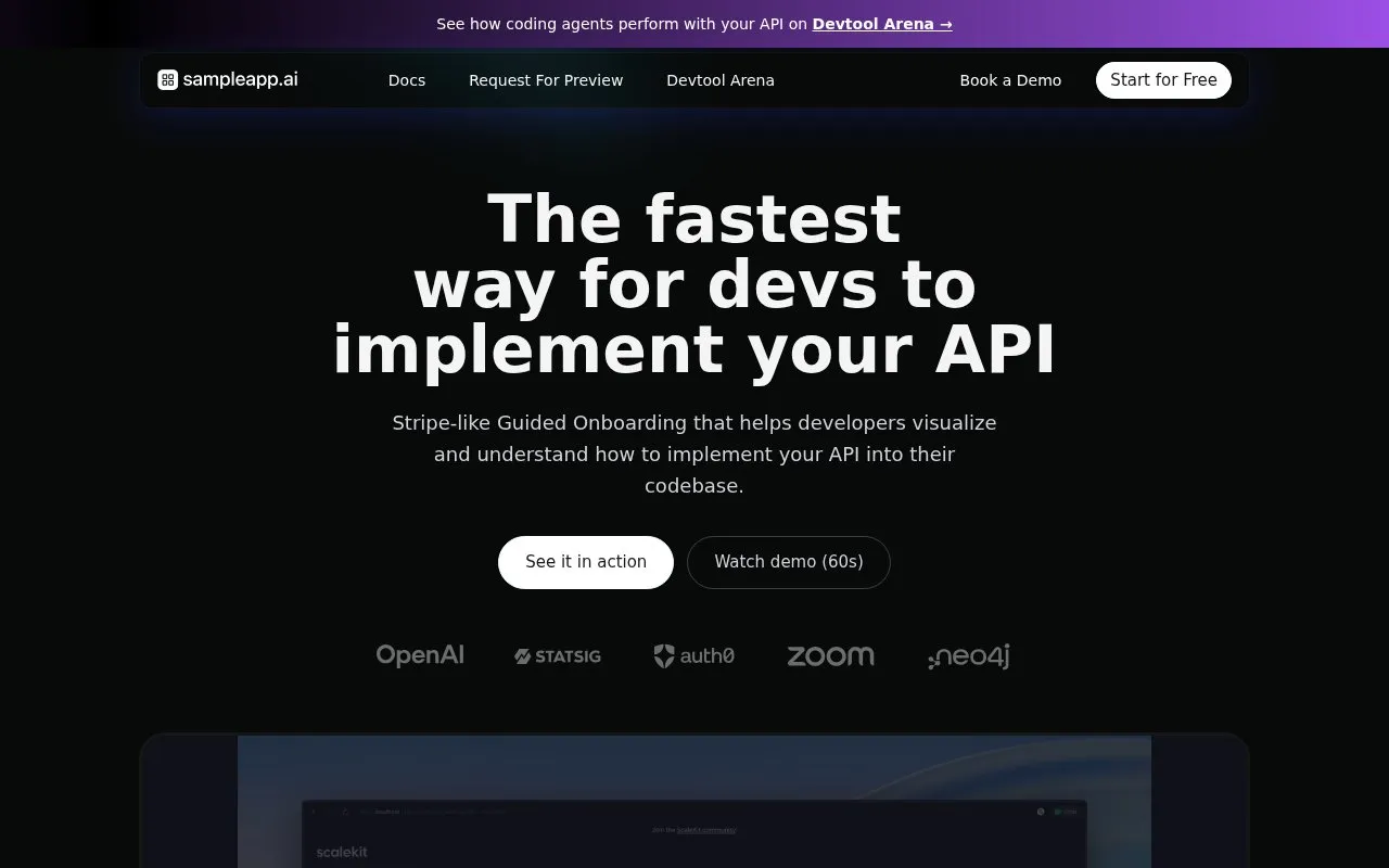 SampleApp.ai homepage screenshot