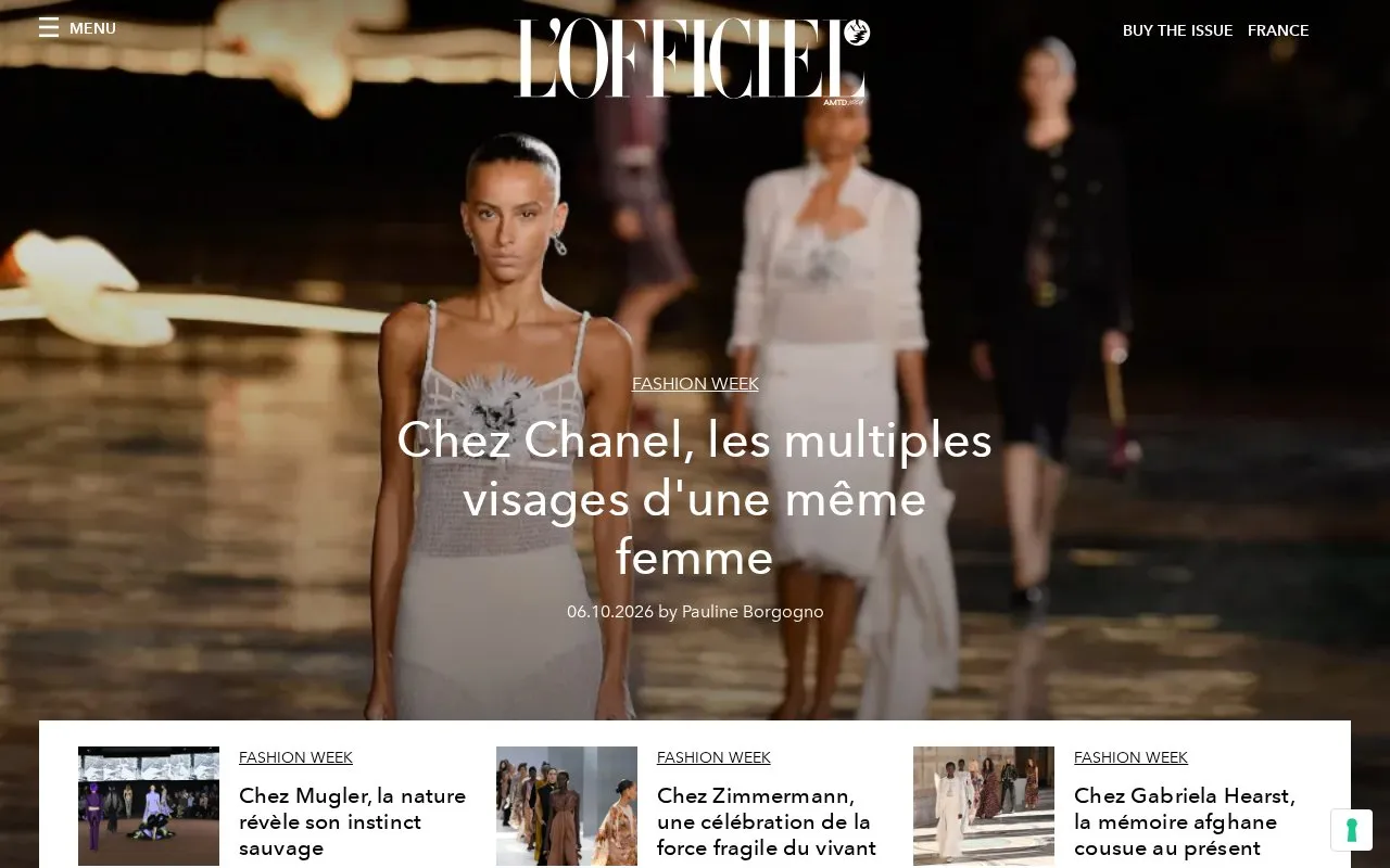 L'Officiel homepage screenshot