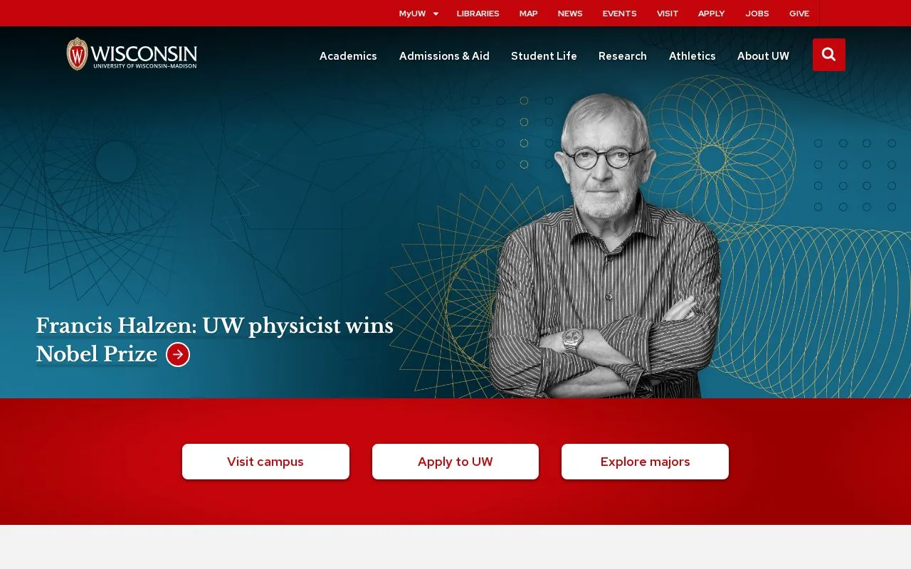 University of Wisconsin, Madison homepage screenshot