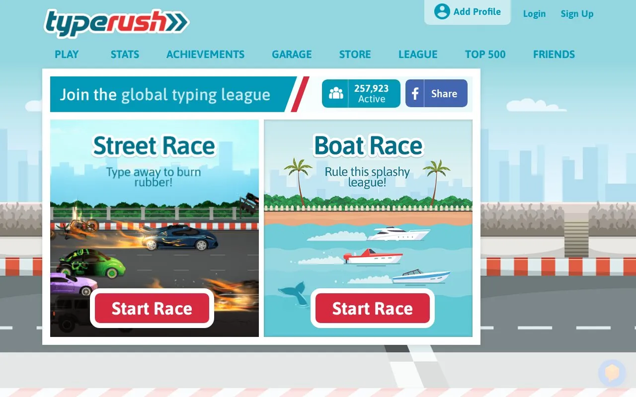 TypeRush homepage screenshot