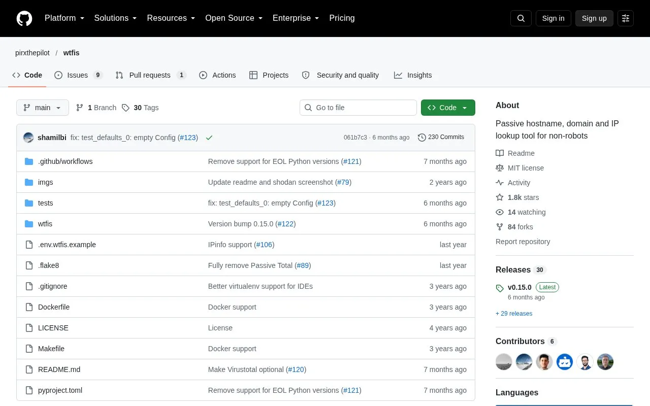 wtfis homepage screenshot