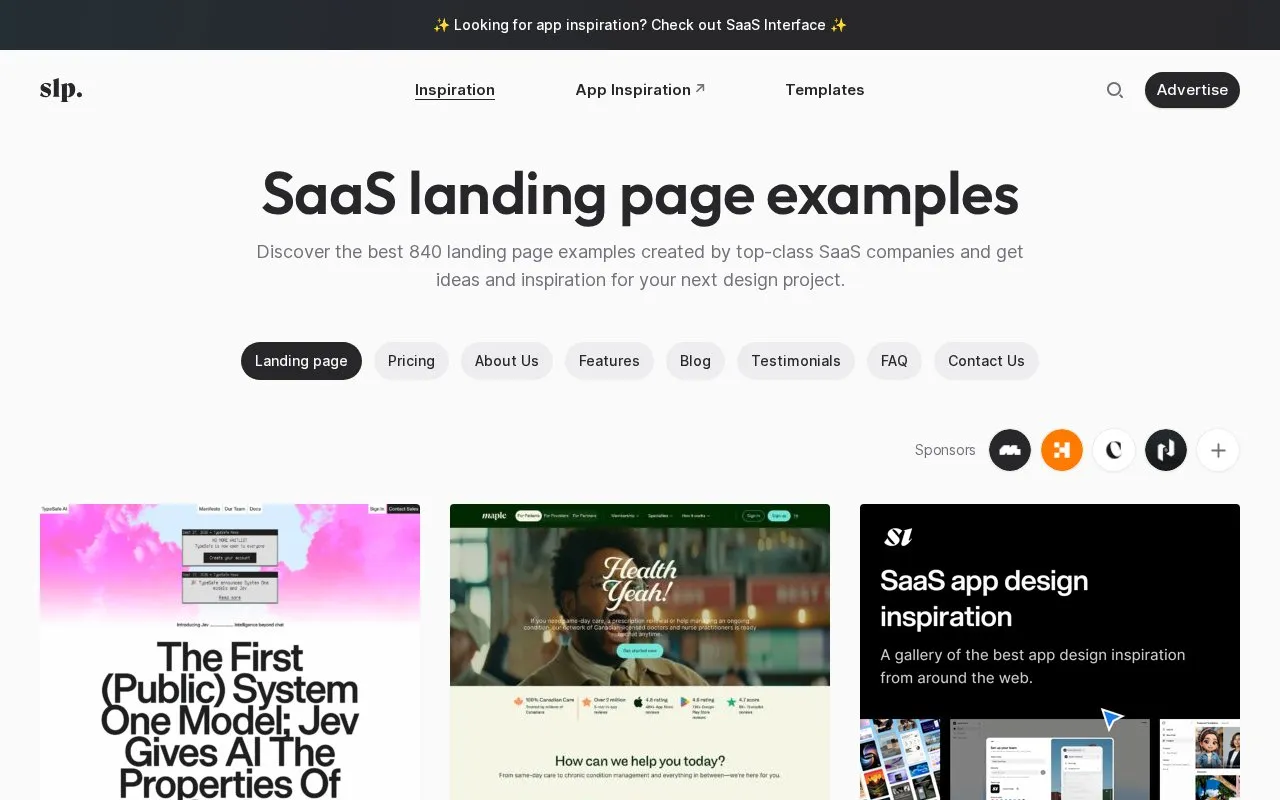 SaaS Landing Page homepage screenshot