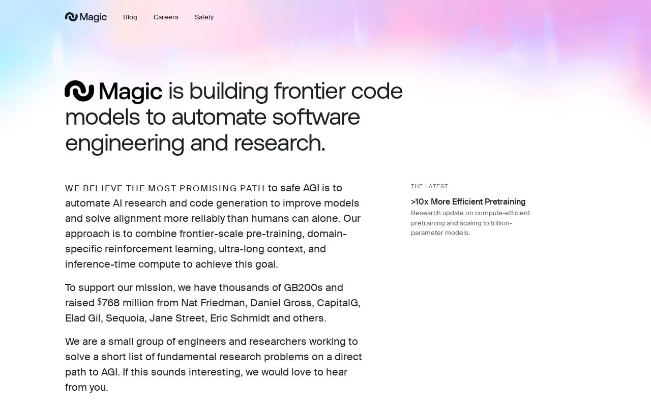 Magic homepage screenshot