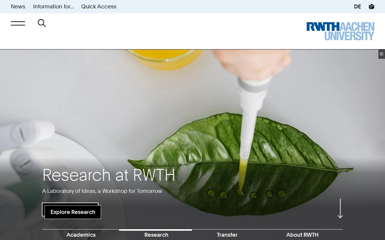 Rheinisch-Westfalische Technische Hochschule Aachen homepage screenshot