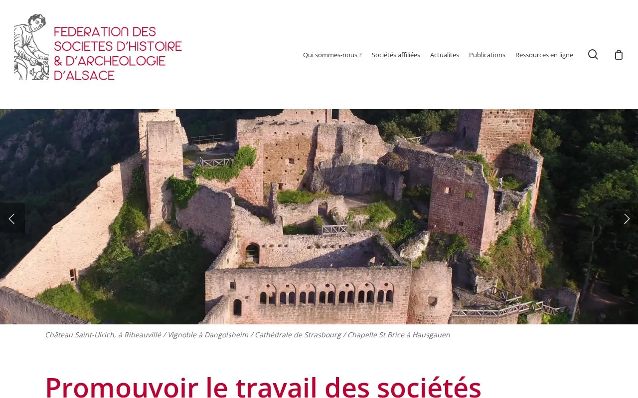 Fédération des Sociétés d'Histoire et d'Archéologie d'Alsace homepage screenshot