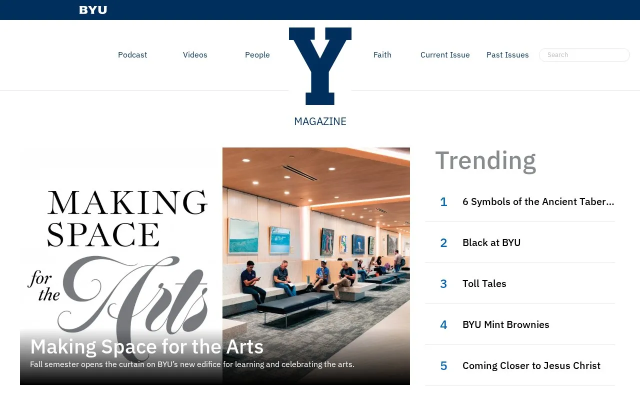 BYU Magazine homepage screenshot