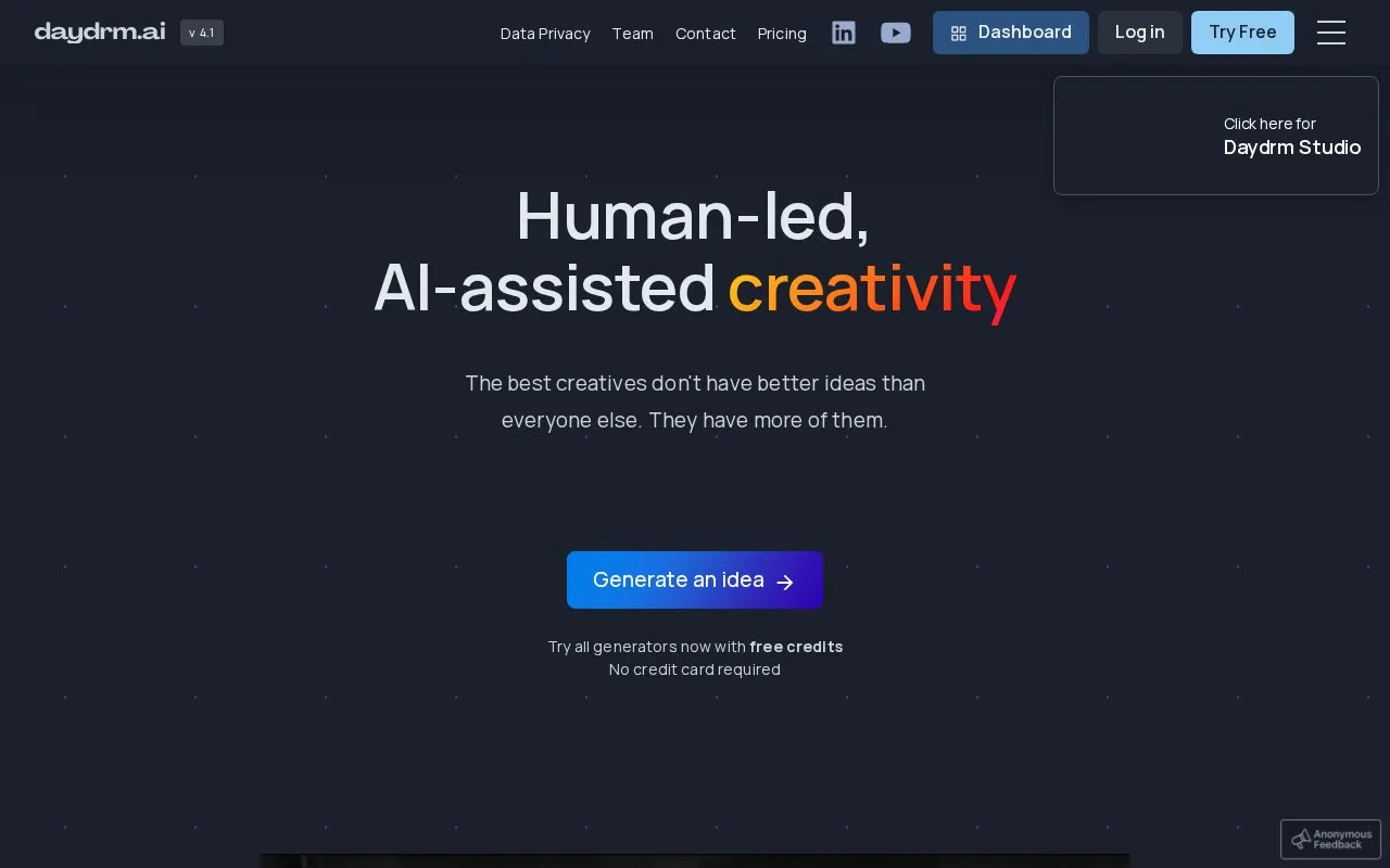 Daydrm.ai homepage screenshot
