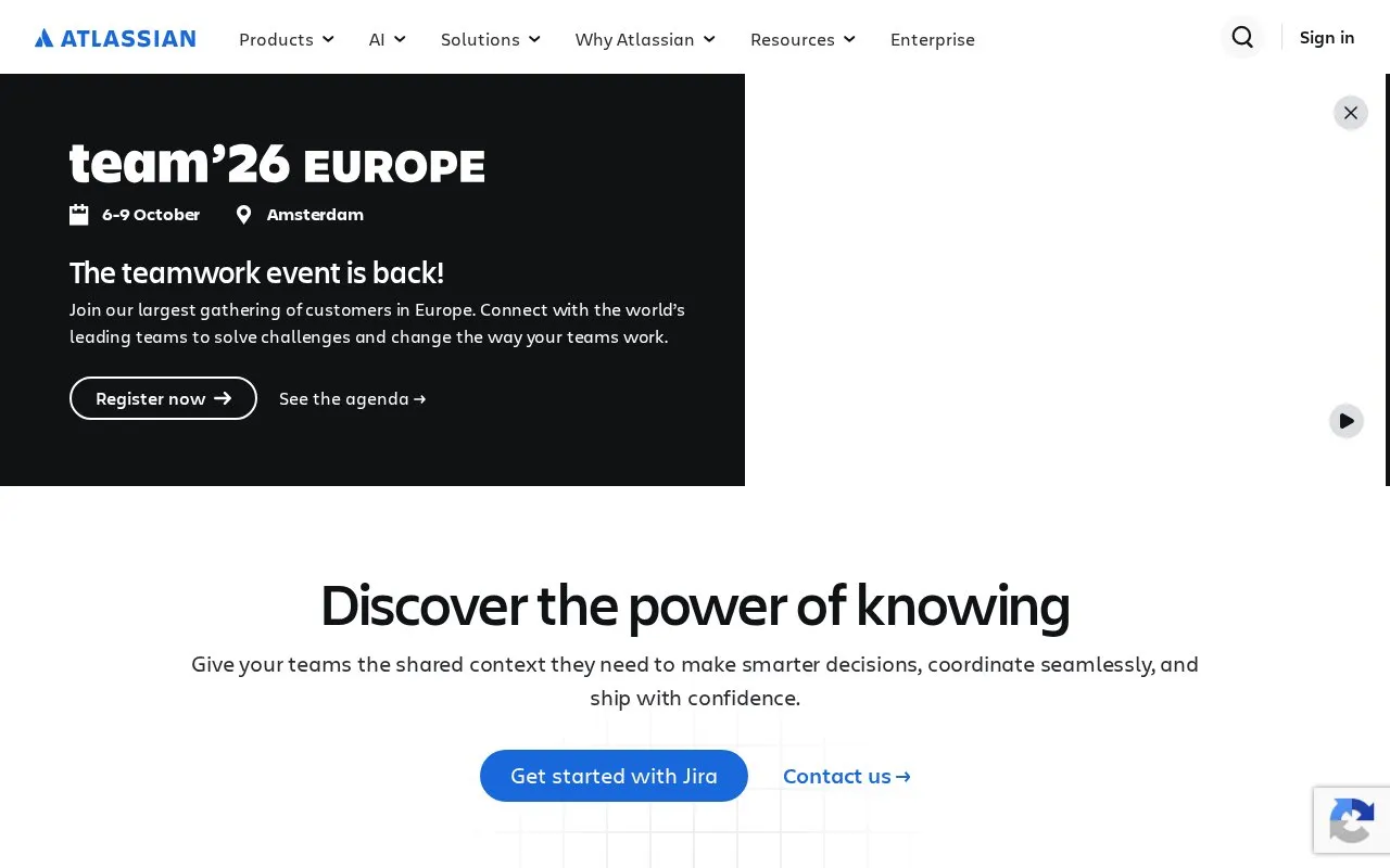 Atlassian homepage screenshot