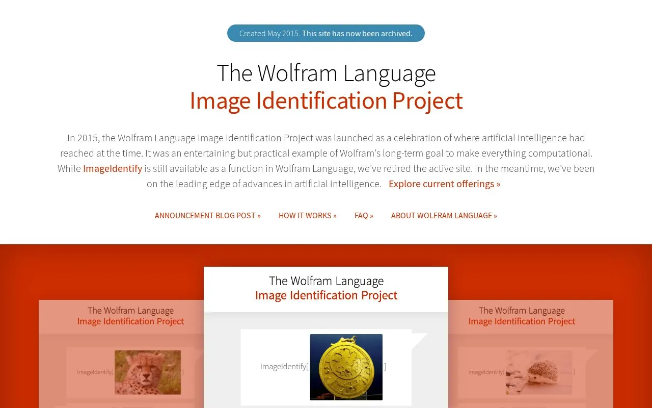 Image Identification Project homepage screenshot