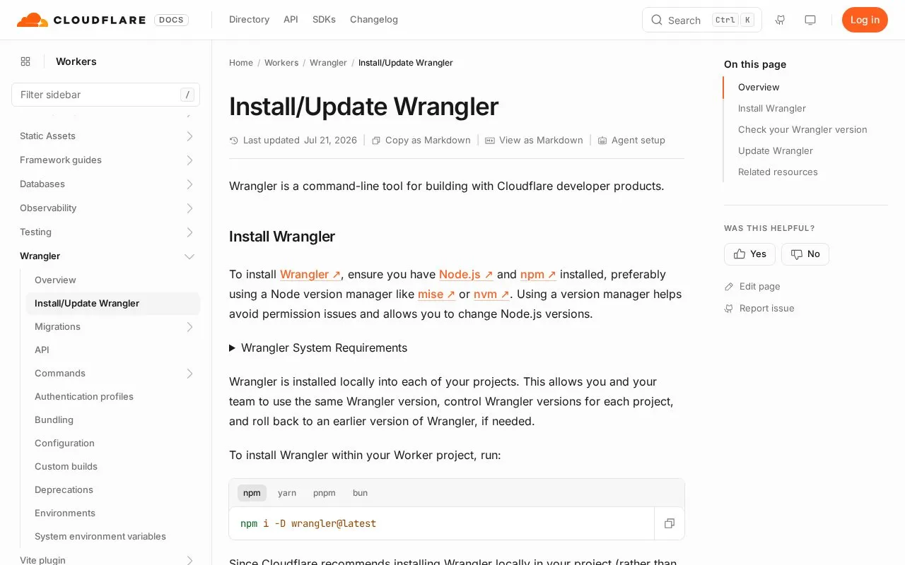 Wrangler CLI homepage screenshot
