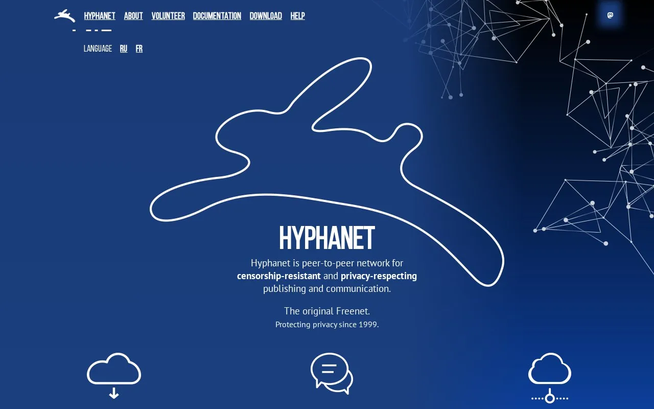 Hyphanet homepage screenshot