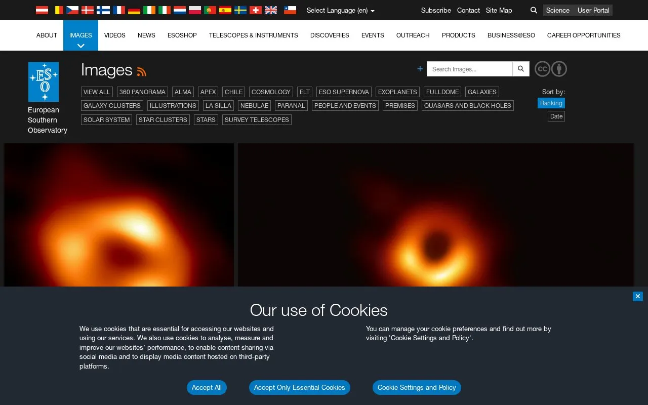 ESO Images homepage screenshot