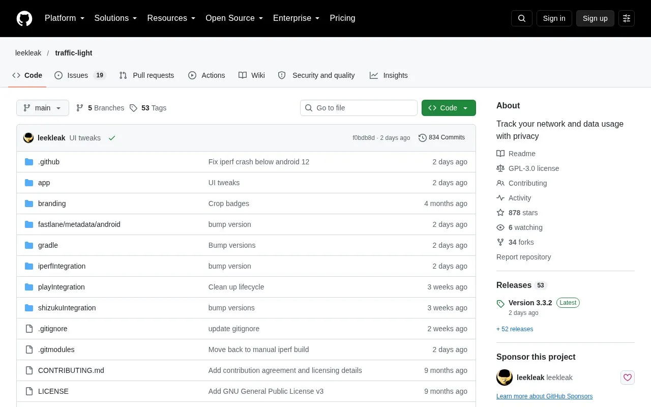 Traffic Light homepage screenshot