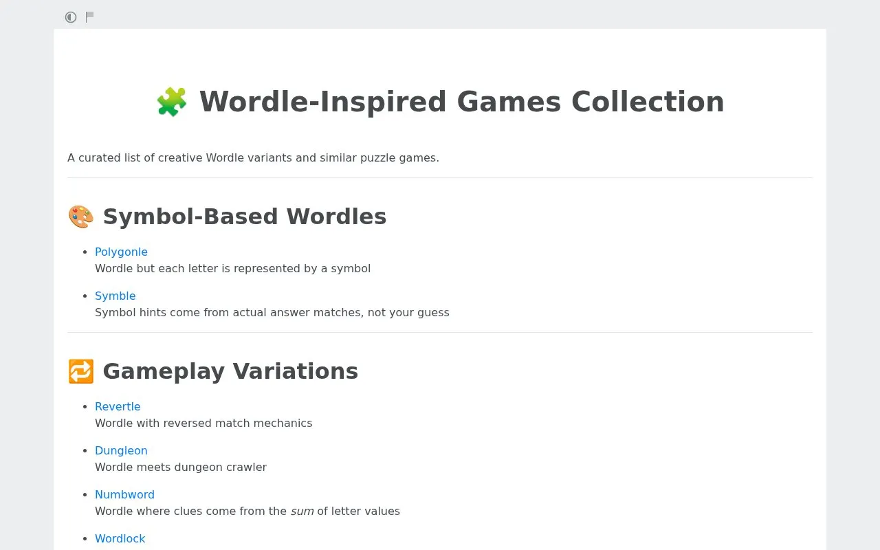Wordle Collection homepage screenshot
