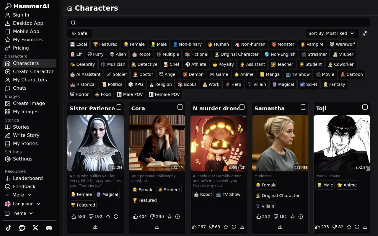HammerAI homepage screenshot